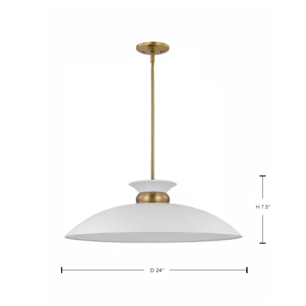 Perkins Large Pendant - Matte White with Burnished Brass - Image 7