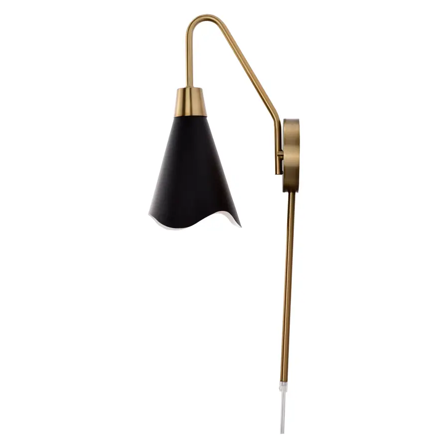 Tango 1-Light Wall Sconce in Matte Black with Burnished Brass - Image 5