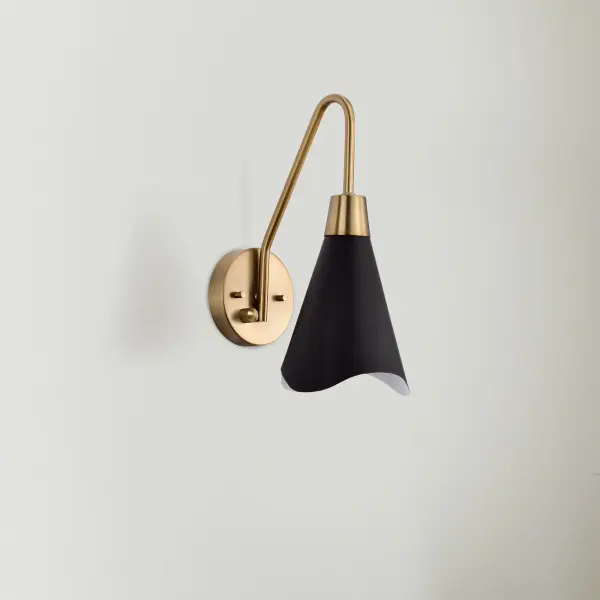 Tango 1-Light Wall Sconce in Matte Black with Burnished Brass - Image 8