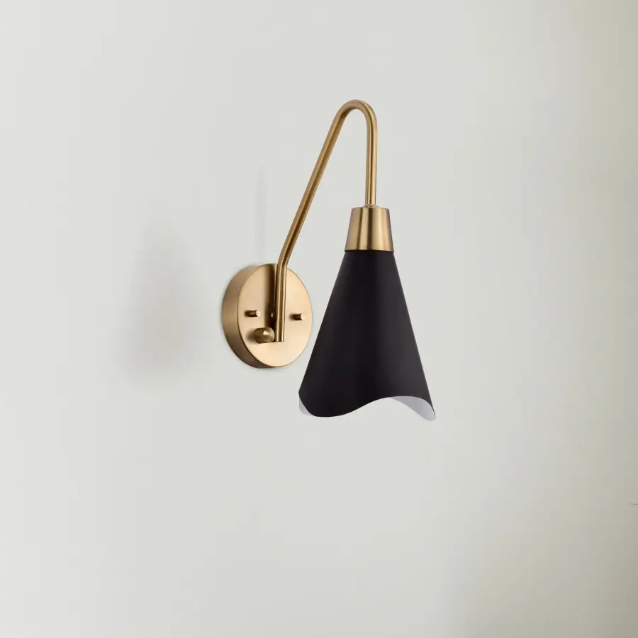 Tango 1-Light Wall Sconce in Matte Black with Burnished Brass - Image 8