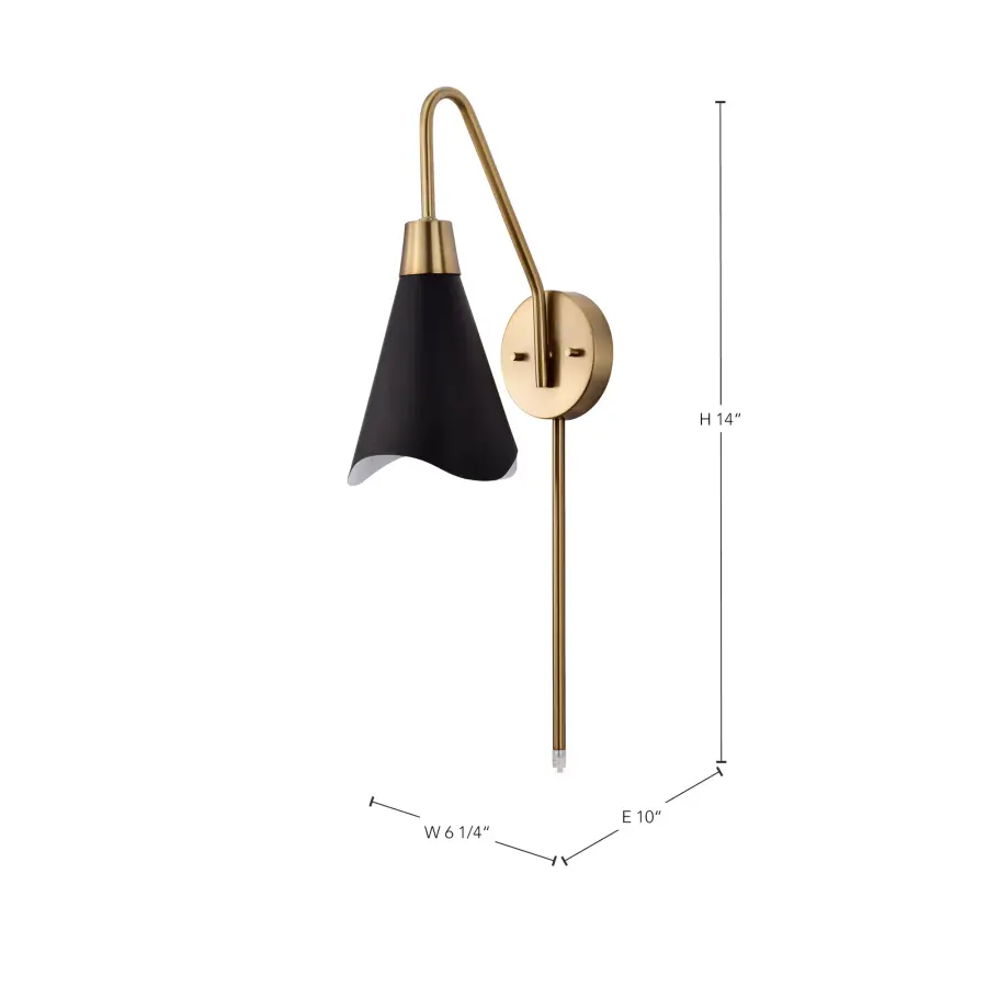 Tango 1-Light Wall Sconce in Matte Black with Burnished Brass - Image 9