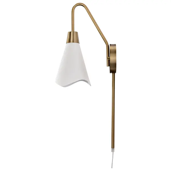 Tango 1-Light Wall Sconce in Matte White with Burnished Brass - Image 3