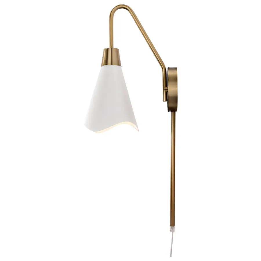Tango 1-Light Wall Sconce in Matte White with Burnished Brass - Image 4