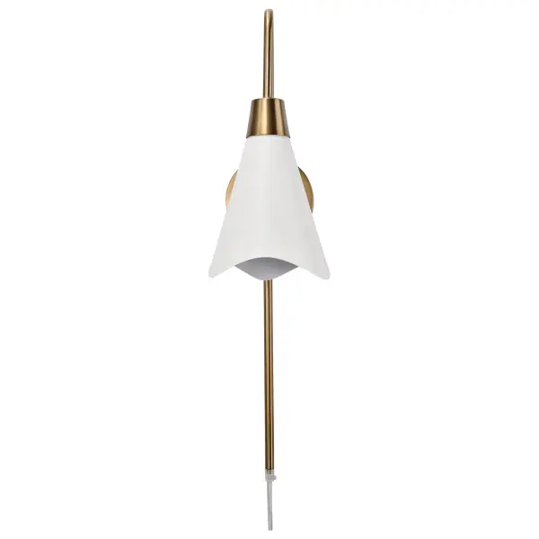 Tango 1-Light Wall Sconce in Matte White with Burnished Brass - Image 5