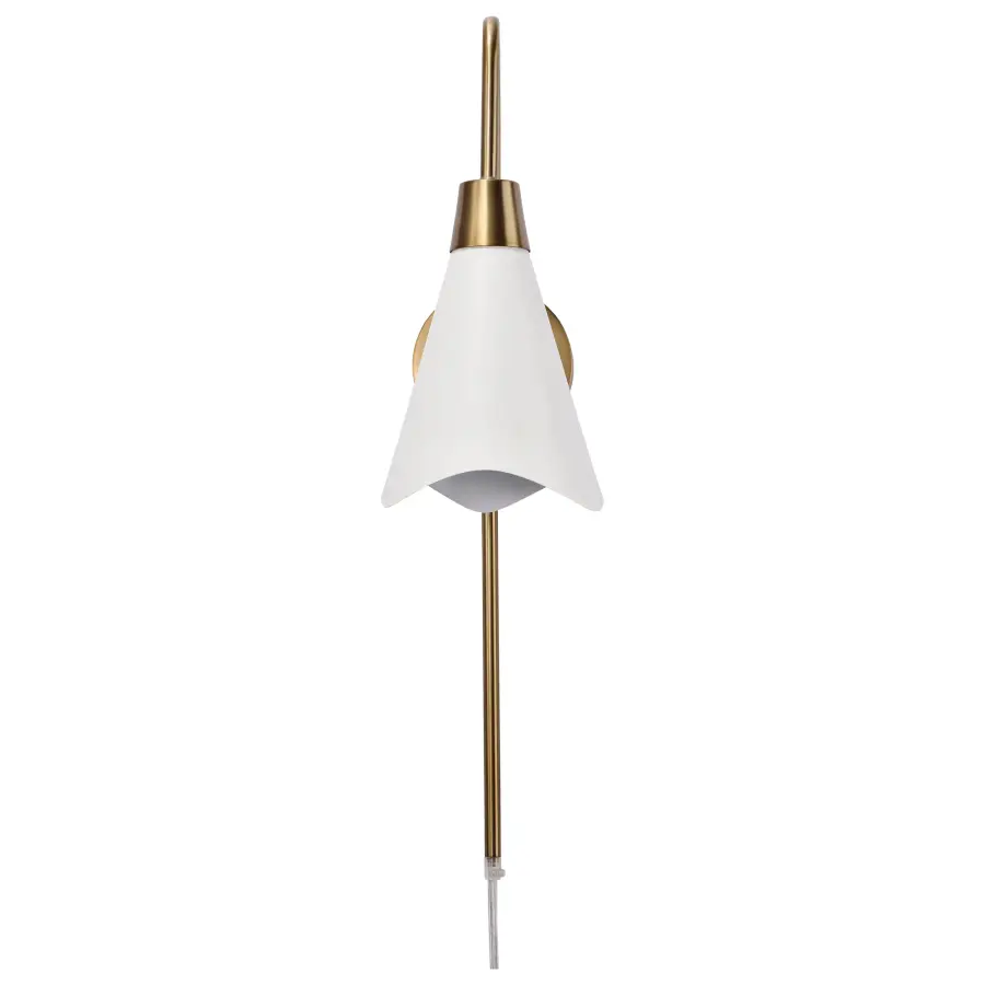 Tango 1-Light Wall Sconce in Matte White with Burnished Brass - Image 5
