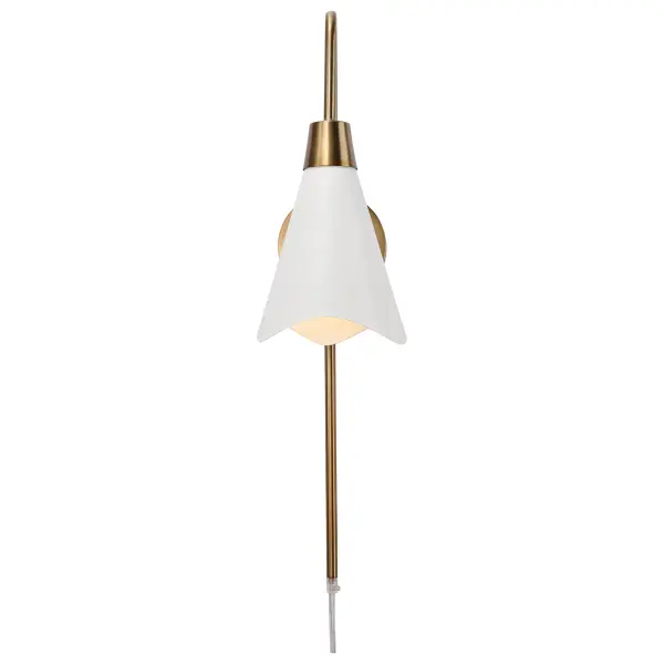 Tango 1-Light Wall Sconce in Matte White with Burnished Brass - Image 6