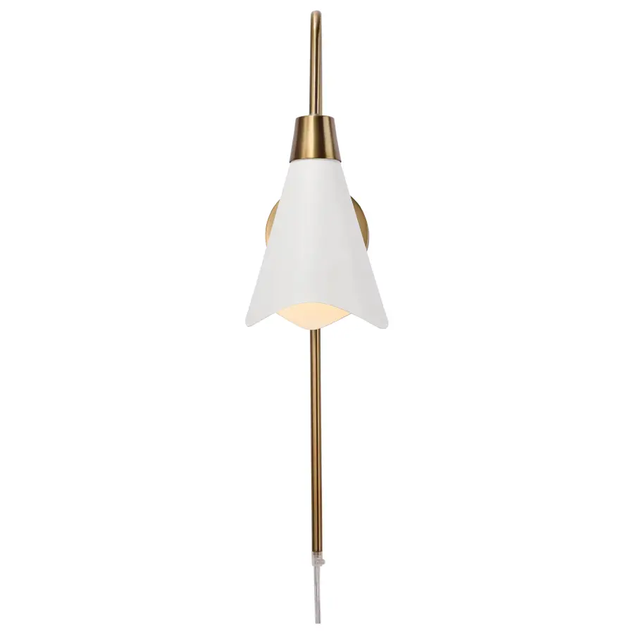 Tango 1-Light Wall Sconce in Matte White with Burnished Brass - Image 6