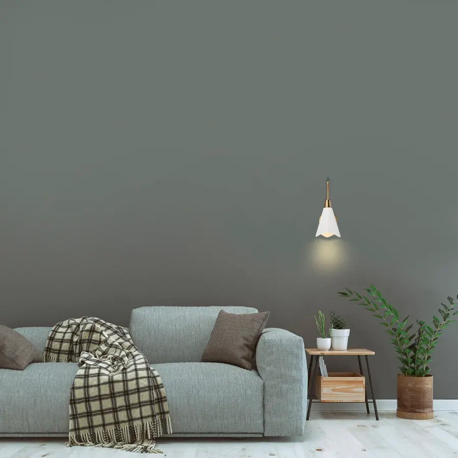 Tango 1-Light Wall Sconce in Matte White with Burnished Brass - Image 7