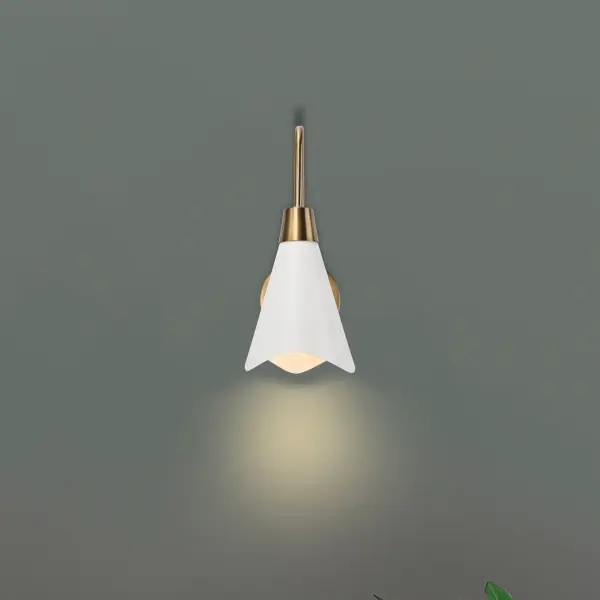 Tango 1-Light Wall Sconce in Matte White with Burnished Brass - Image 8