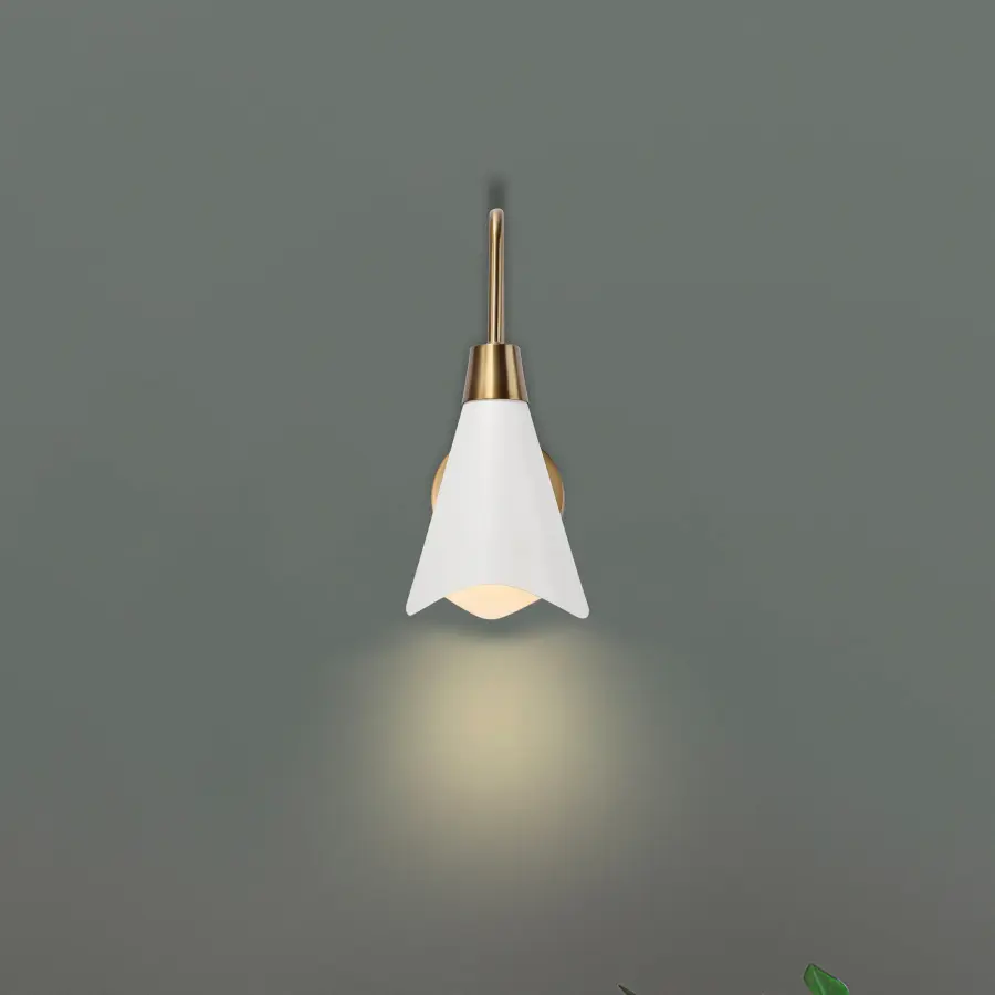 Tango 1-Light Wall Sconce in Matte White with Burnished Brass - Image 8