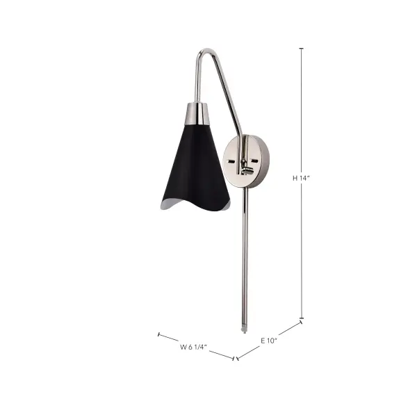 Tango 1-Light Wall Sconce in Matte Black with Polished Nickel - Image 5