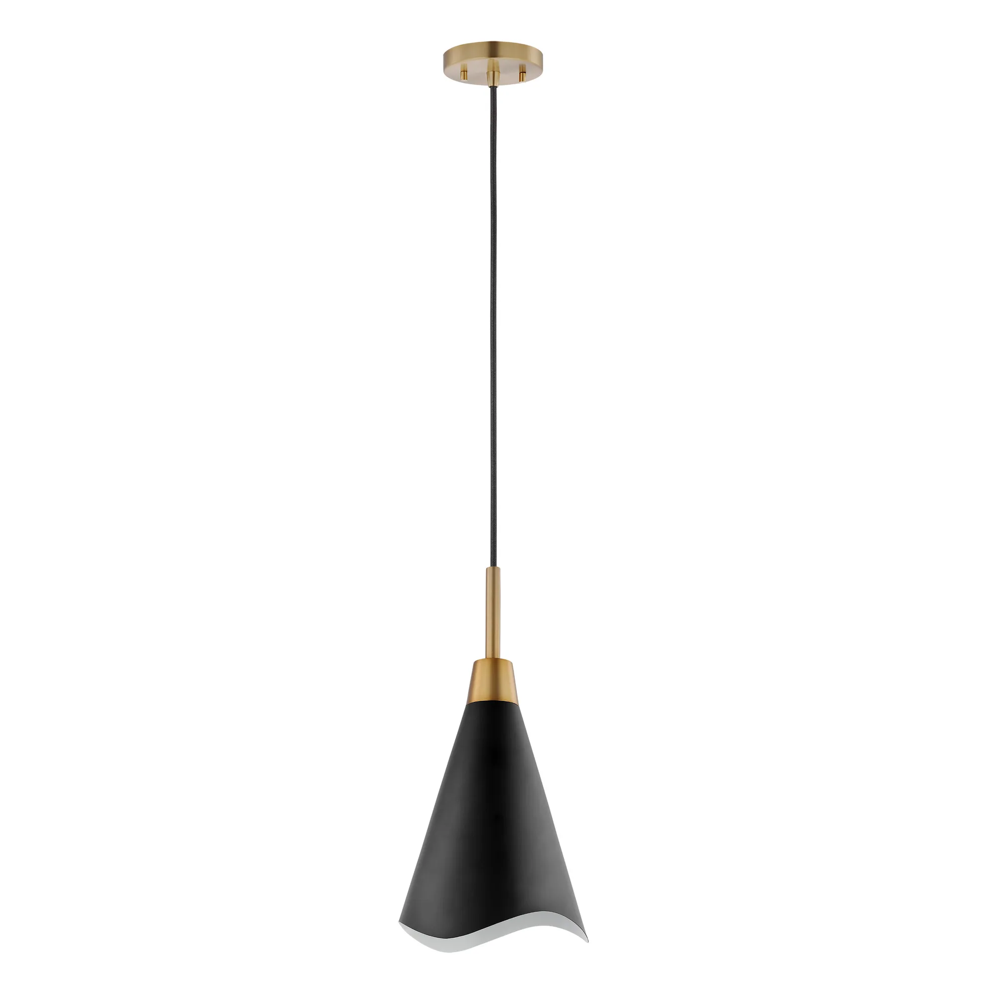 Tango Small Pendant Light - Matte Black with Burnished Brass