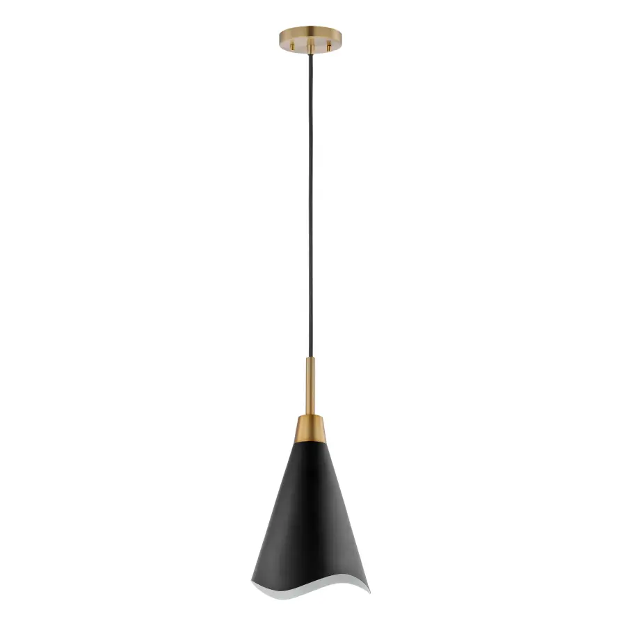 Tango Small Pendant Light - Matte Black with Burnished Brass - Image 1