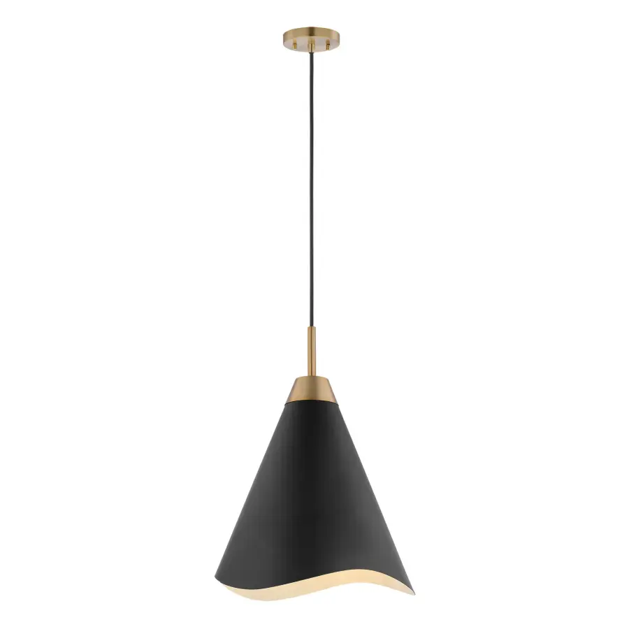 Tango Small Pendant Light - Matte Black with Burnished Brass - Image 2