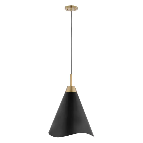Tango Small Pendant Light - Matte Black with Burnished Brass - Image 3