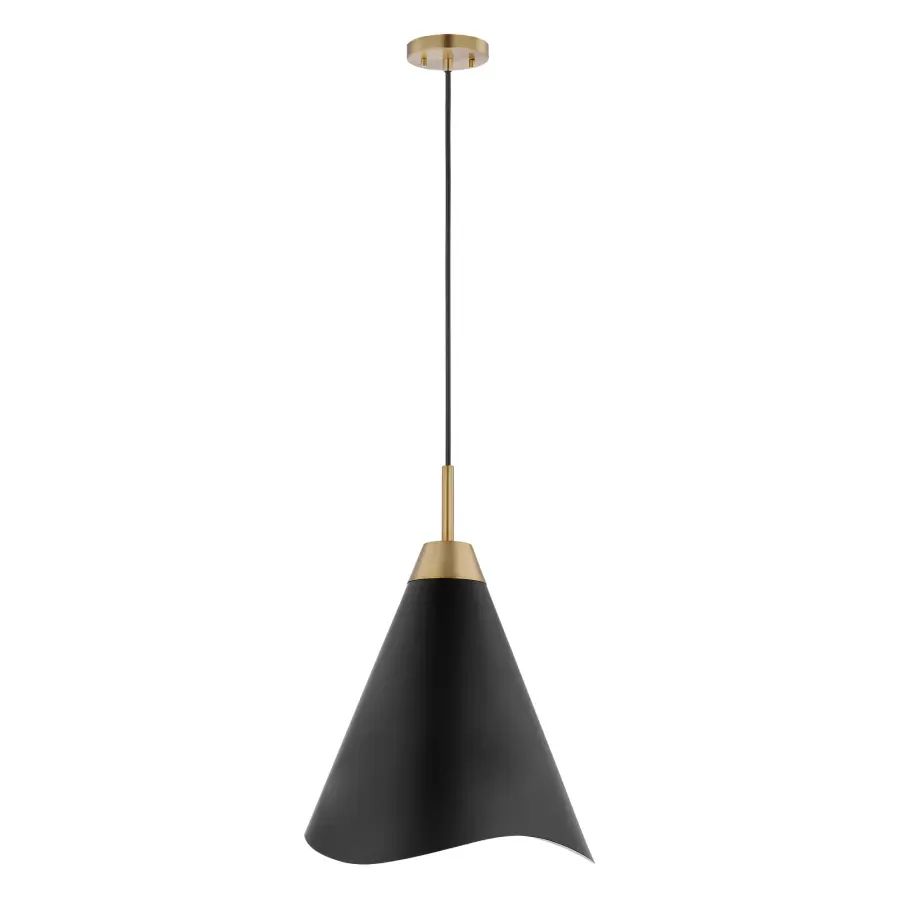 Tango Small Pendant Light - Matte Black with Burnished Brass - Image 3