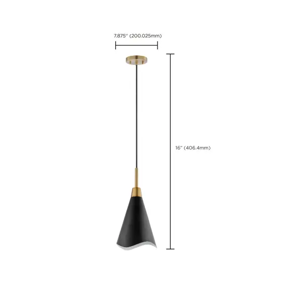 Tango Small Pendant Light - Matte Black with Burnished Brass - Image 7