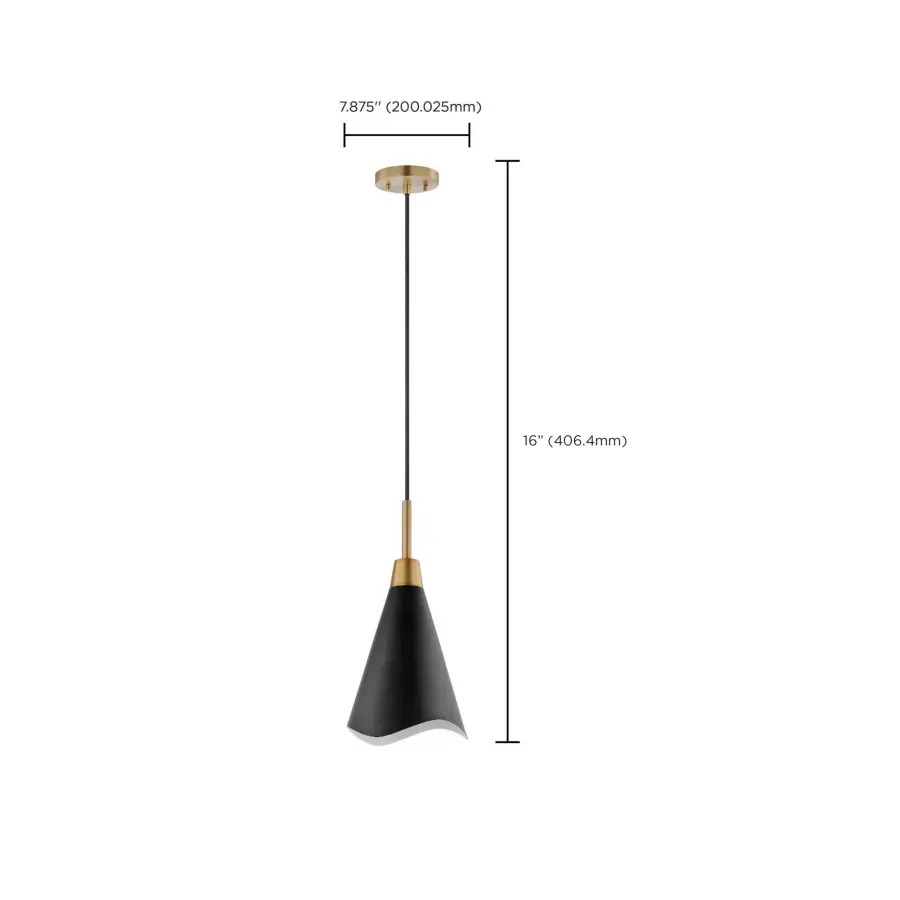 Tango Small Pendant Light - Matte Black with Burnished Brass - Image 7