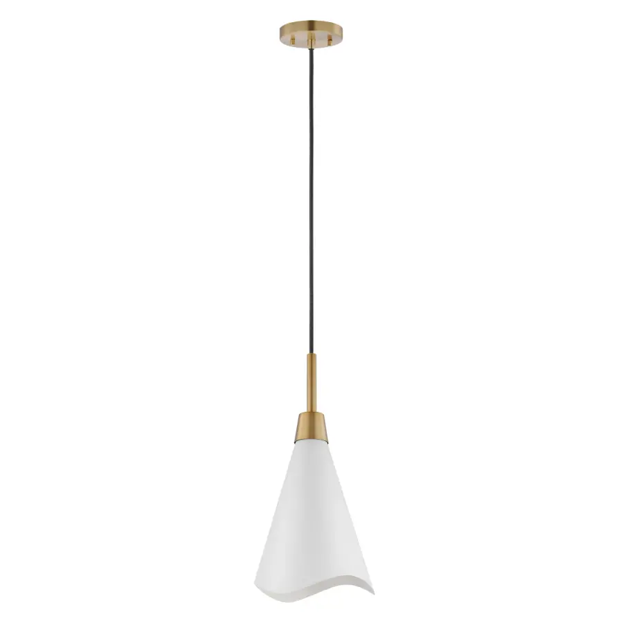 Tango Small Pendant Light - Matte White with Burnished Brass - Image 1