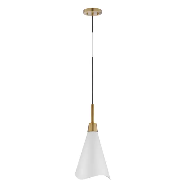 Tango Small Pendant Light - Matte White with Burnished Brass - Image 3