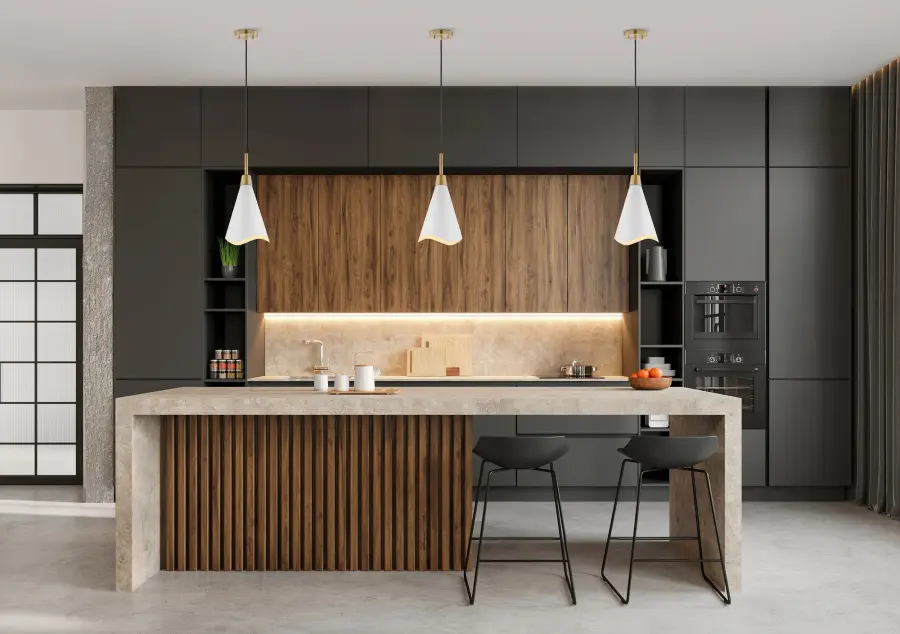 Tango Small Pendant Light - Matte White with Burnished Brass - Image 5