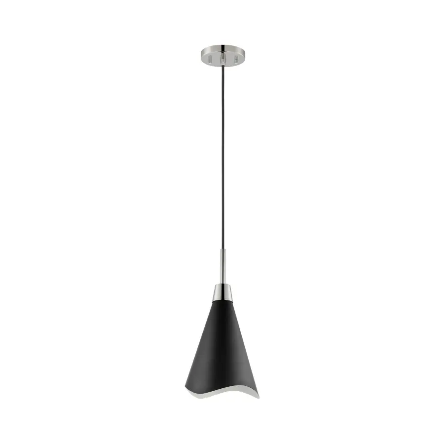 Tango Small Pendant Light - Matte Black with Polished Nickel - Image 1