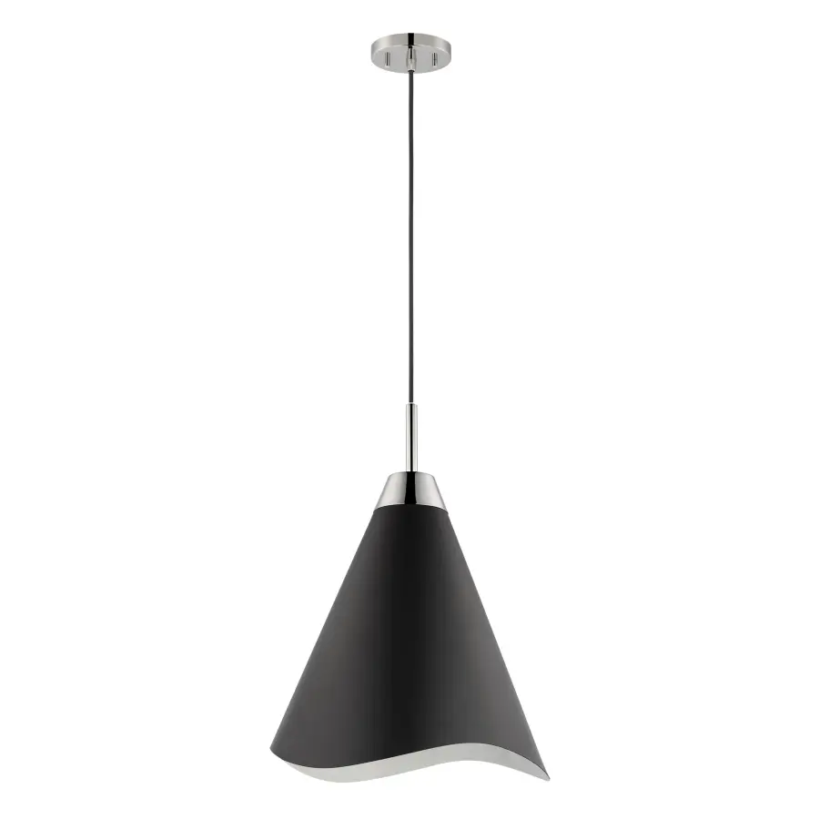 Tango Small Pendant Light - Matte Black with Polished Nickel - Image 2