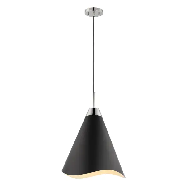 Tango Small Pendant Light - Matte Black with Polished Nickel - Image 3