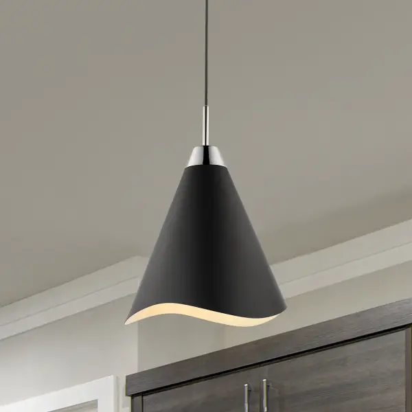 Tango Small Pendant Light - Matte Black with Polished Nickel - Image 6