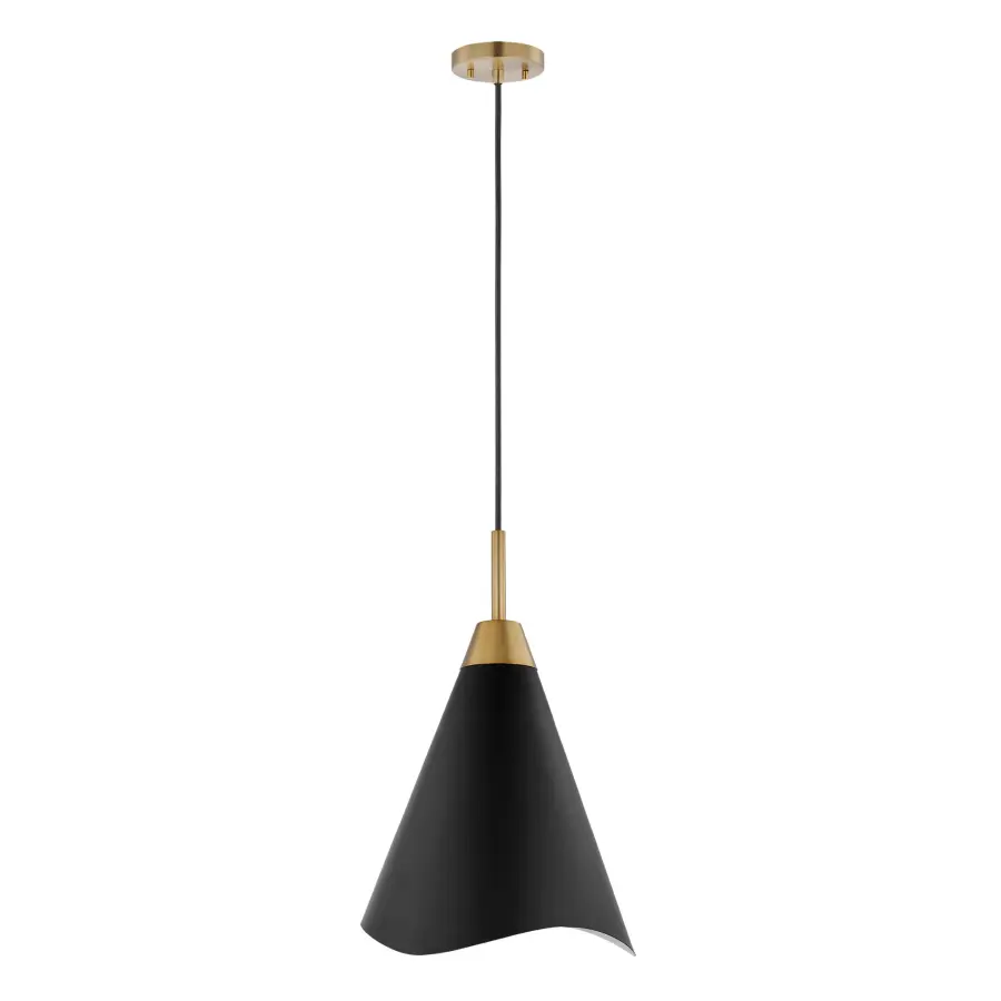 Tango Medium Pendant - Matte Black with Burnished Brass - Image 3