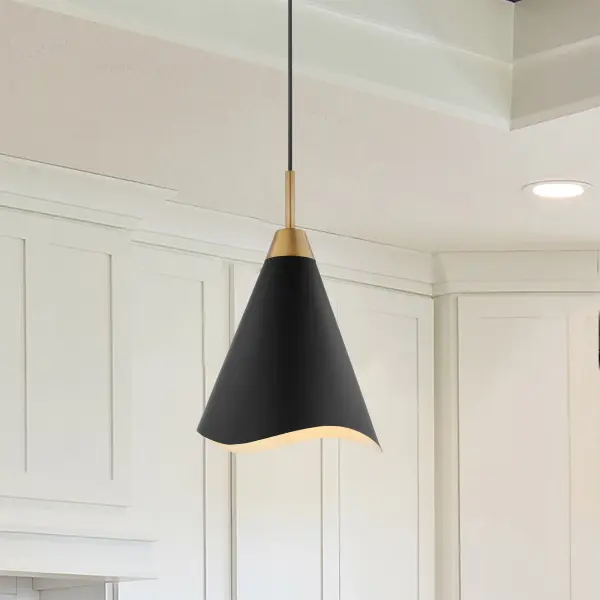 Tango Medium Pendant - Matte Black with Burnished Brass - Image 6