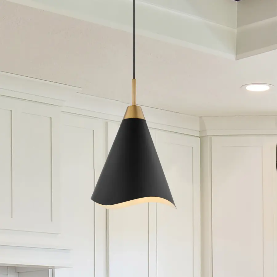 Tango Medium Pendant - Matte Black with Burnished Brass - Image 6