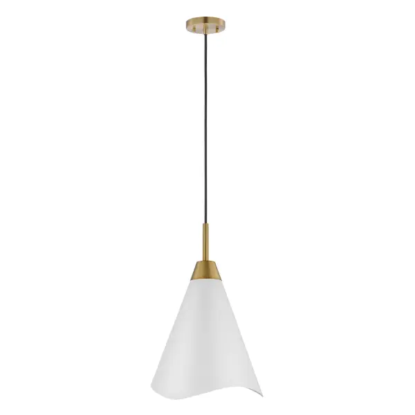 Tango Medium Pendant Light in Matte White with Burnished Brass - Image 3