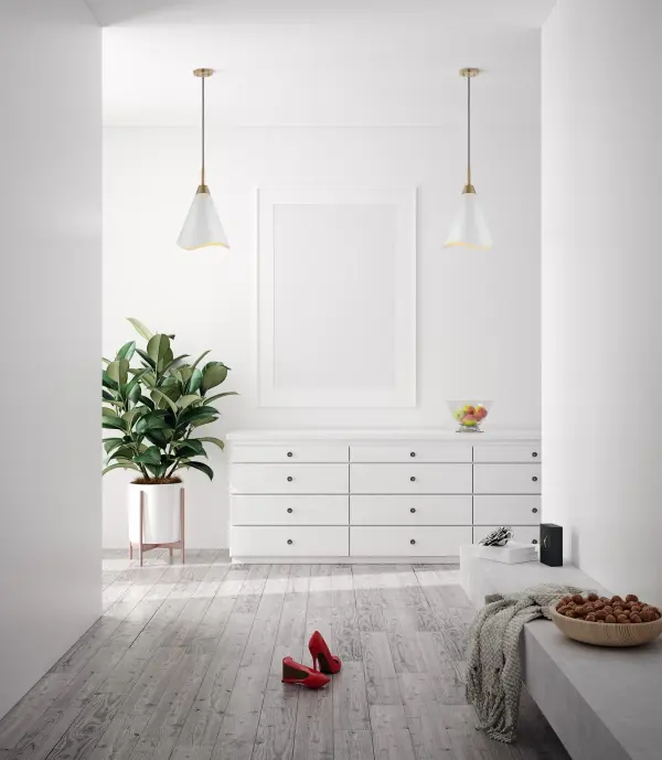 Tango Medium Pendant Light in Matte White with Burnished Brass - Image 5