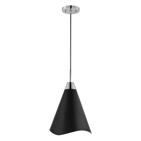 Tango Medium Pendant - Matte Black with Polished Nickel - Image 3