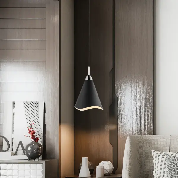 Tango Medium Pendant - Matte Black with Polished Nickel - Image 6