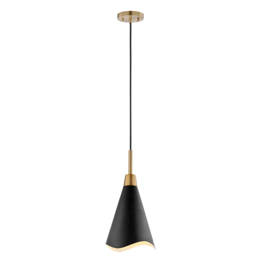 Tango Large Pendant - Matte Black with Burnished Brass - Image 2