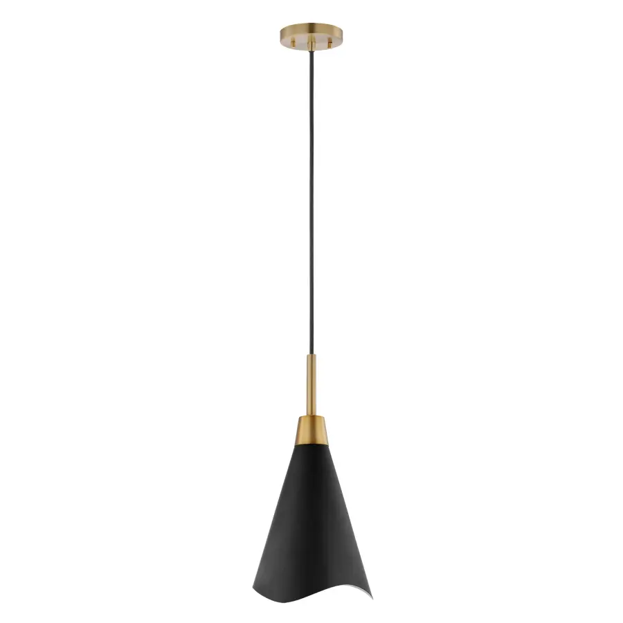 Tango Large Pendant - Matte Black with Burnished Brass - Image 3