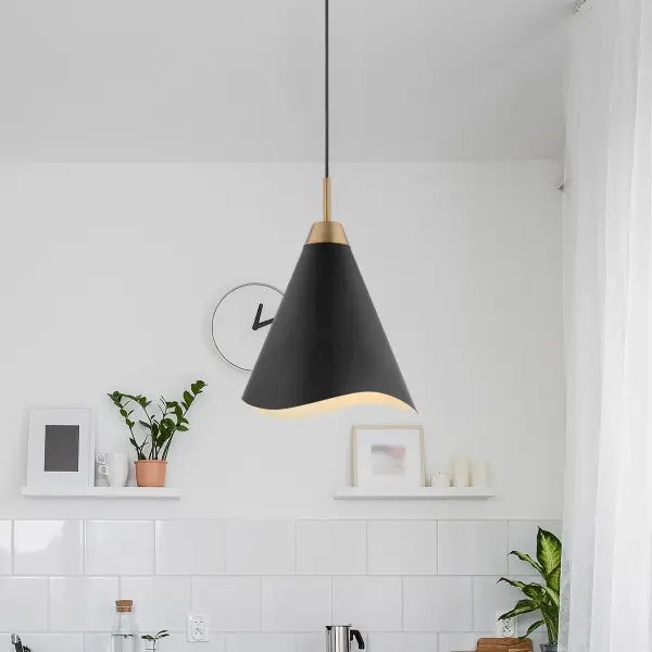 Tango Large Pendant - Matte Black with Burnished Brass - Image 6