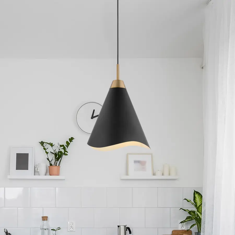 Tango Large Pendant - Matte Black with Burnished Brass - Image 6