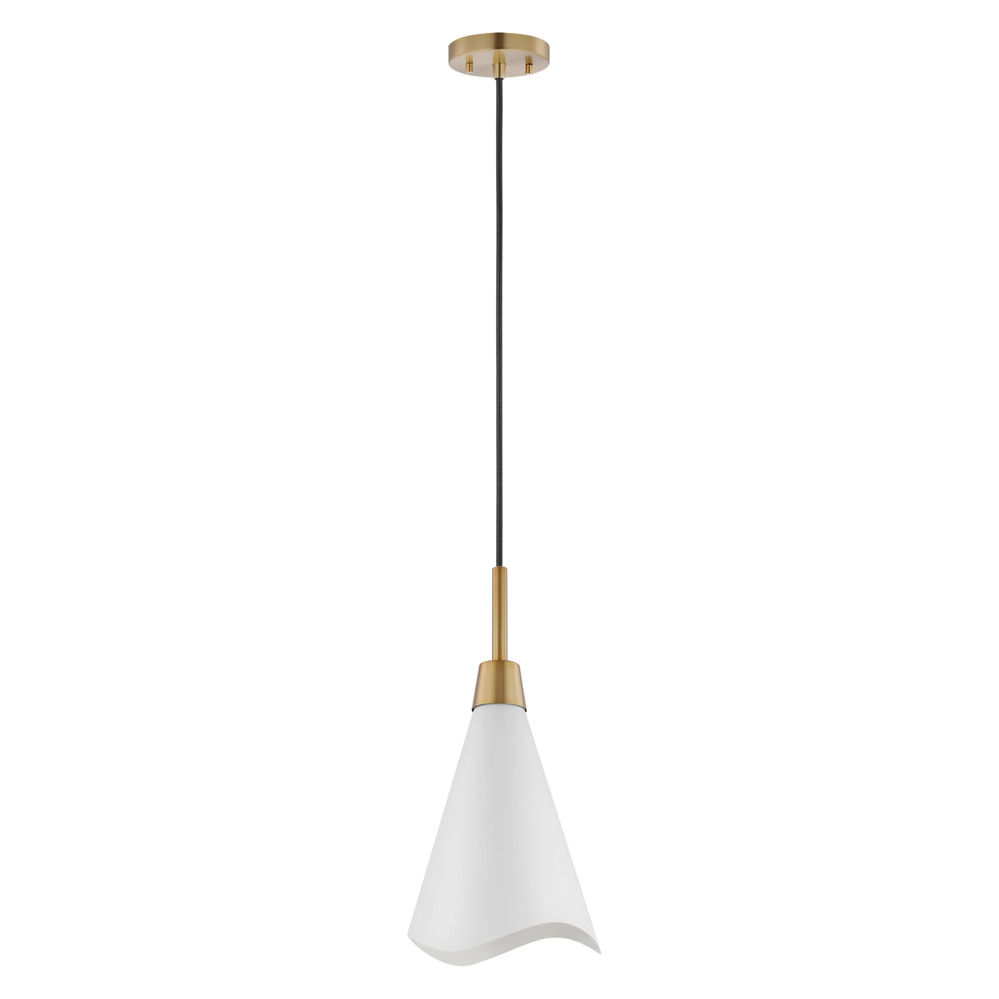 Tango Large Pendant - Matte White with Burnished Brass