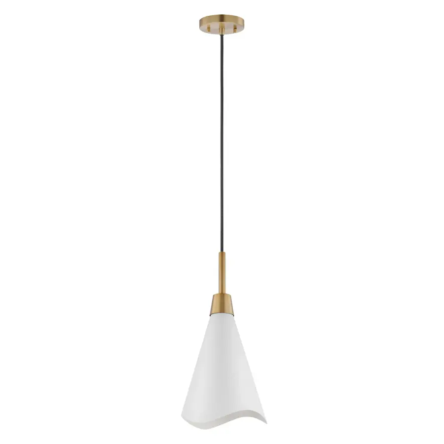 Tango Large Pendant - Matte White with Burnished Brass - Image 1