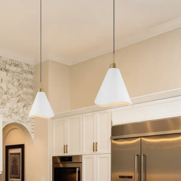 Tango Large Pendant - Matte White with Burnished Brass - Image 5