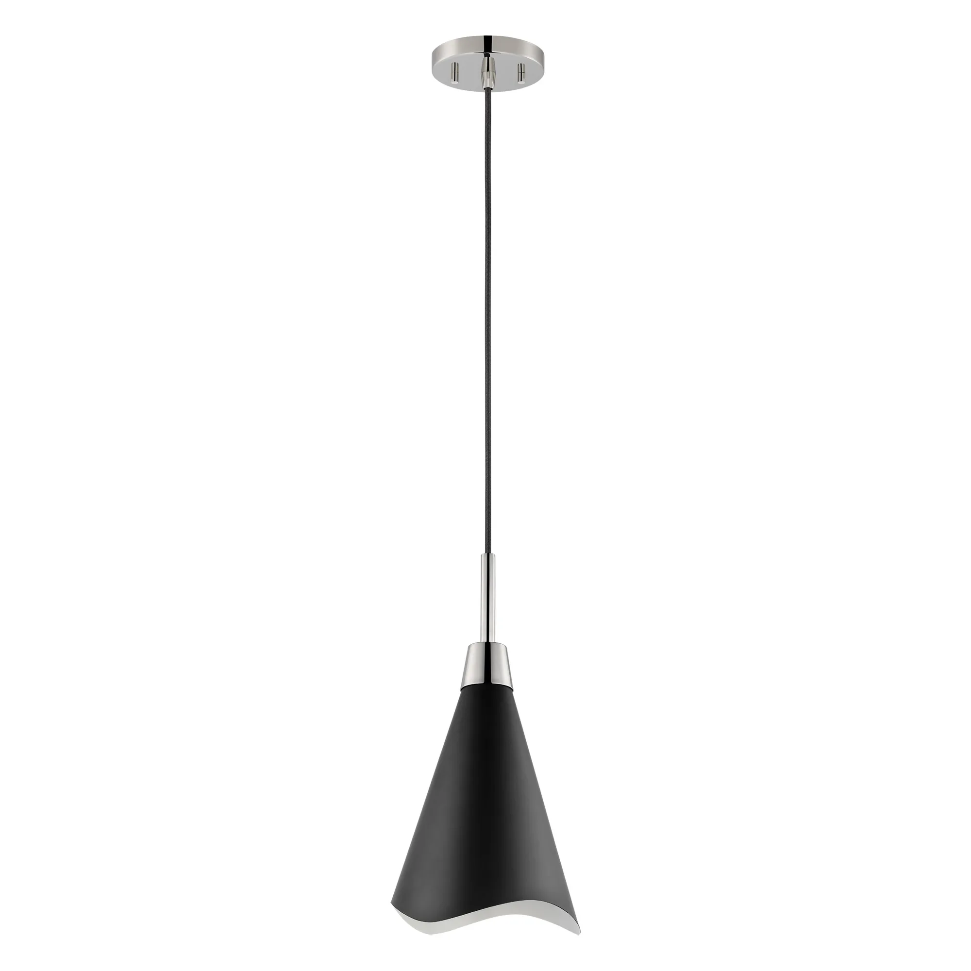 Tango Large Pendant - Matte Black with Polished Nickel