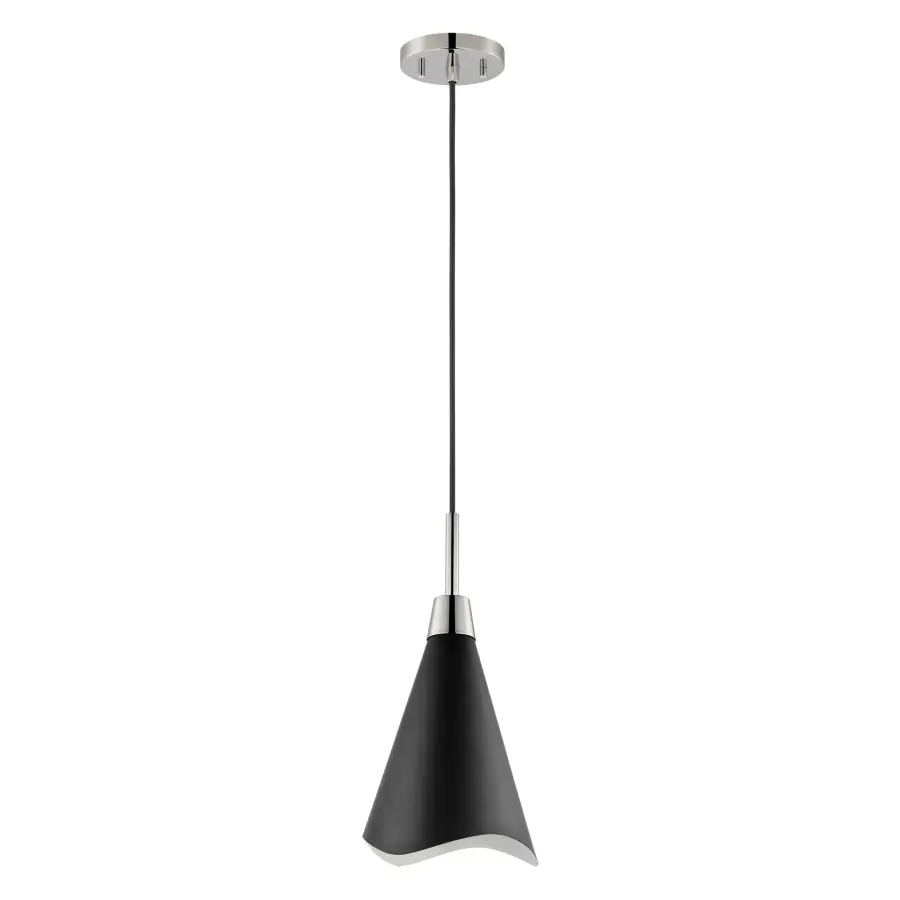 Tango Large Pendant - Matte Black with Polished Nickel - Image 1