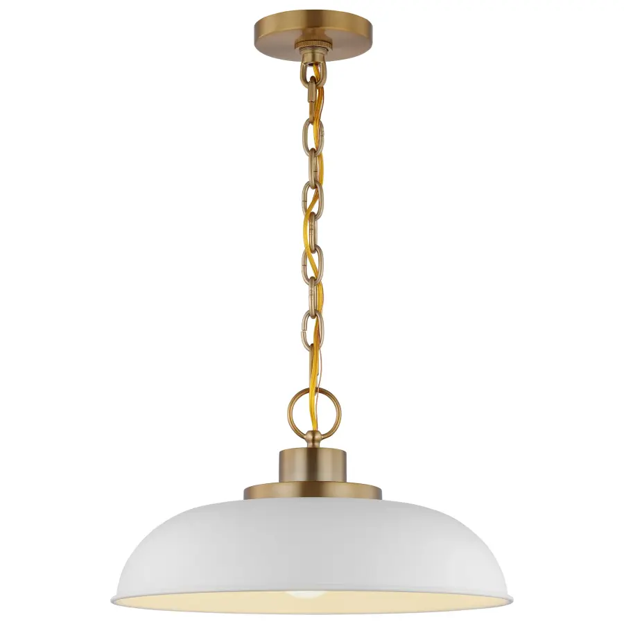 Colony Small Pendant Light - Matte White with Burnished Brass - Image 2