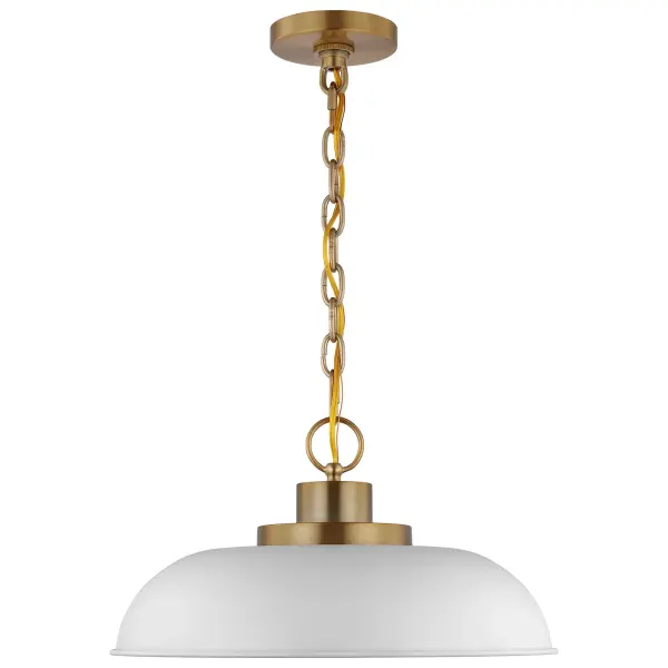 Colony Small Pendant Light - Matte White with Burnished Brass - Image 3