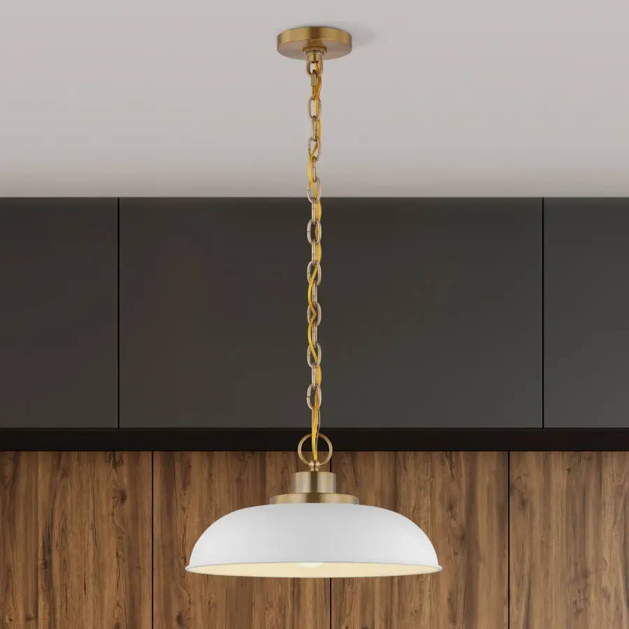 Colony Small Pendant Light - Matte White with Burnished Brass - Image 6