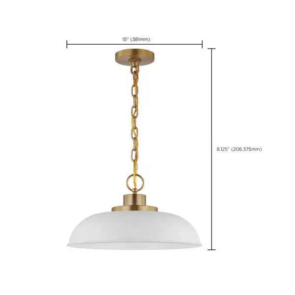 Colony Small Pendant Light - Matte White with Burnished Brass - Image 7