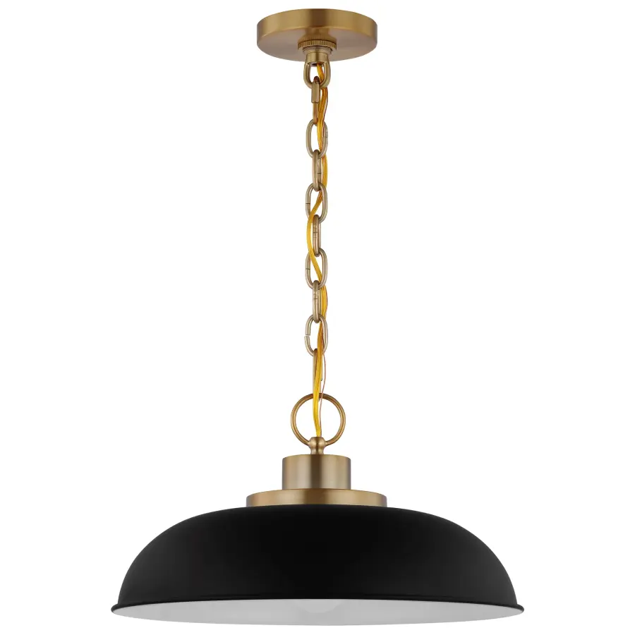 Colony Small Pendant Light in Matte Black with Burnished Brass - Image 1